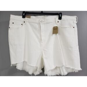 NEW Levi's 501 Off White High Rise Button Fly Distressed Jean Shorts 24W Ram Hem